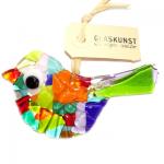 Gekleurde glazen vogel glashanger. Decoratie